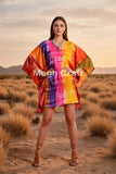 Tie Dye Kaftan Poncho Top | Boho Rayon Women's Top