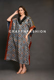 Ajrakh Silk Kaftan Dress