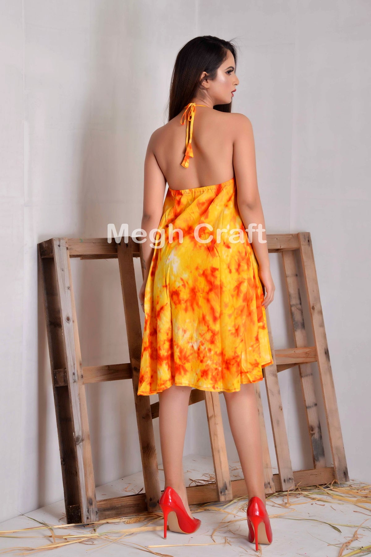 Tie Dye Halter Maxi Dress | Boho Rayon Women's Dress