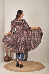 Designer Block Printed Shrug Dress