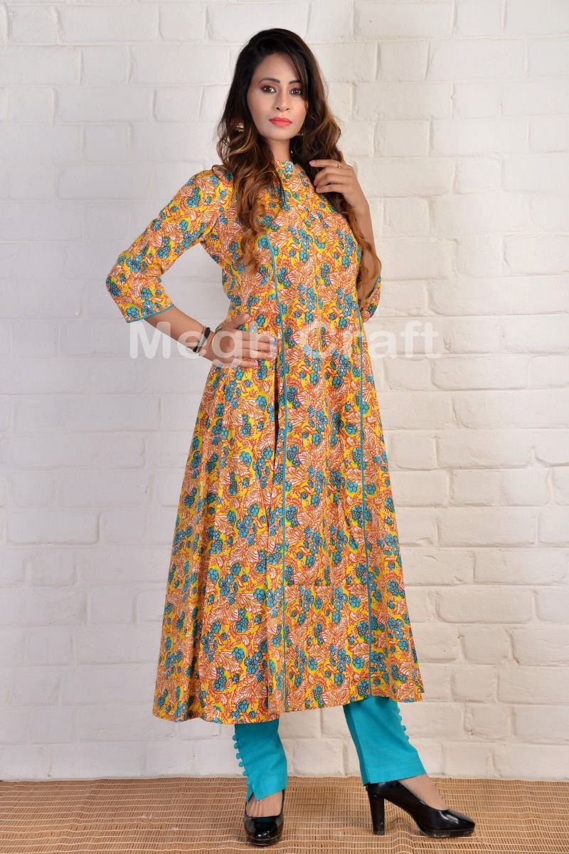 Kurta en coton imprimé à la main