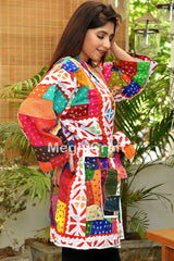 Bata de kimono cosida Kantha