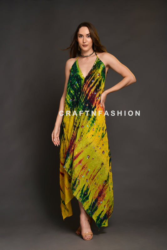 Tie Dye Beaded Maxi Dress