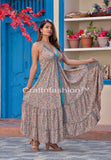 Bohemian Silk Halter Maxi Dress