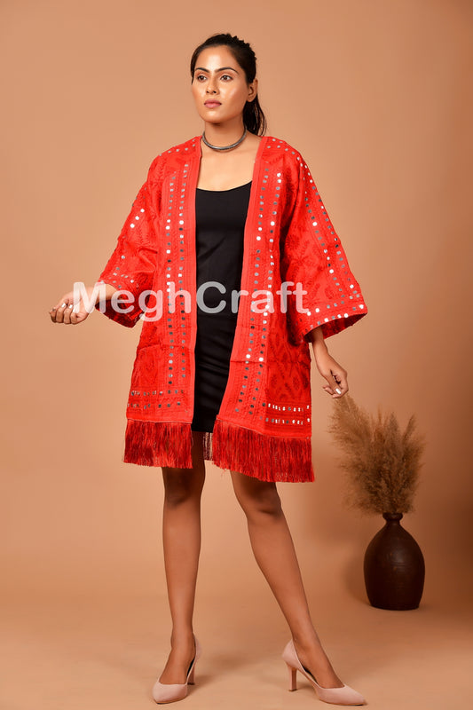 Chaqueta kimono bordada para mujer