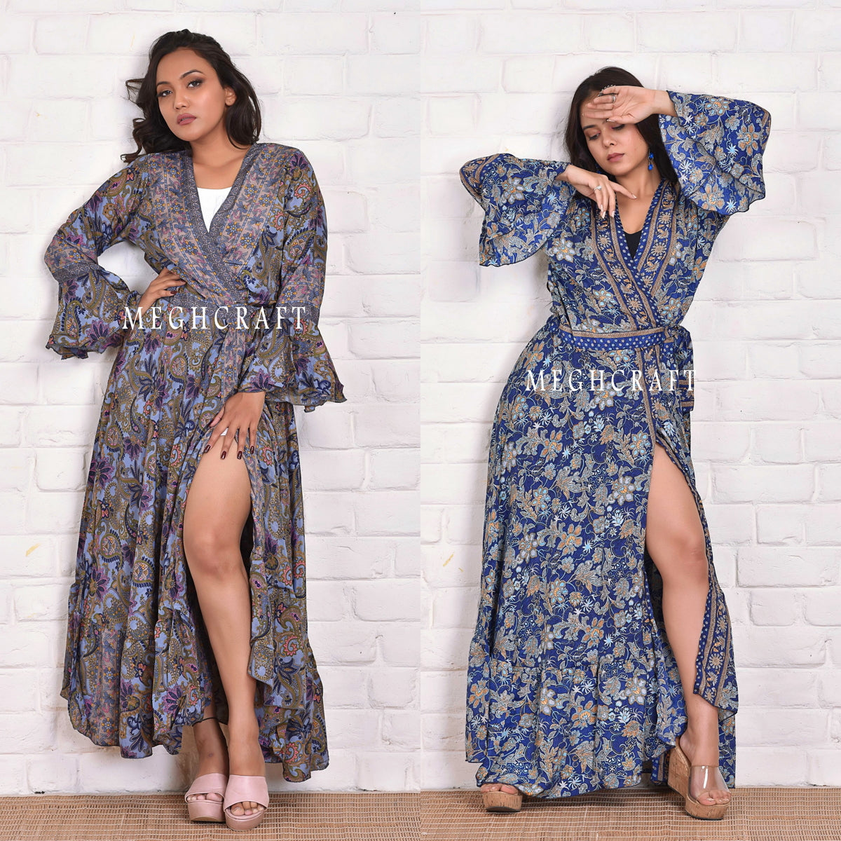 Wholesale Boho Silk Wrap Kimono Dress