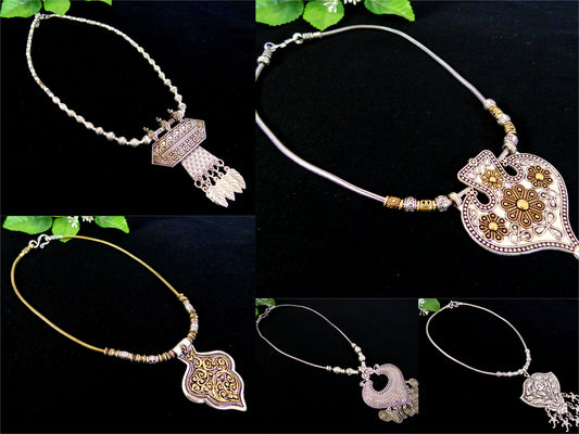 Indian Silver-Plated Pendant Sets