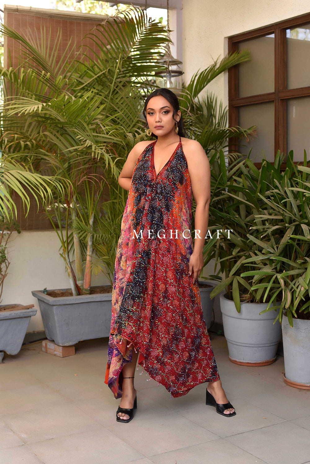 handmade maxi dress Handmade Boho Cotton Maxi Dress: Off-Shoulder Crinkle Beach Wedding Gown