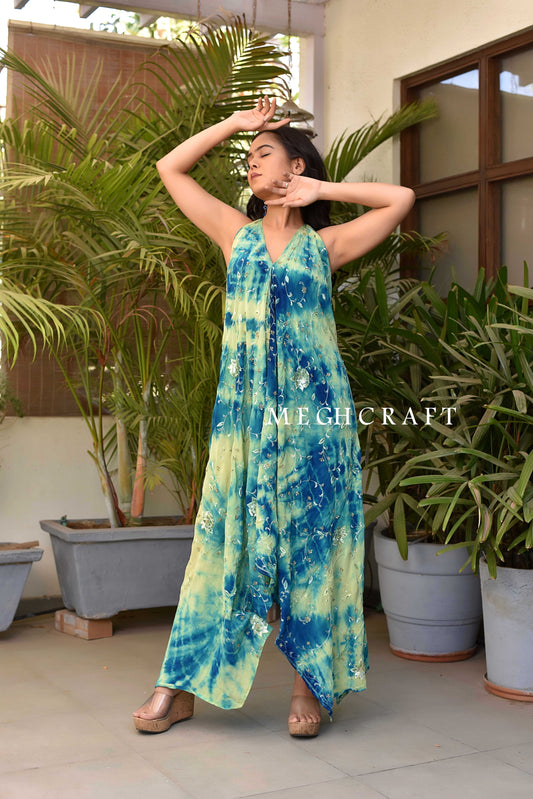 Robe longue tie-dye festival hippie