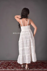 Beach Wear White Schiffli Dress
