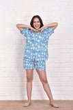 Floral Block Printed Cotton Pajama Set
