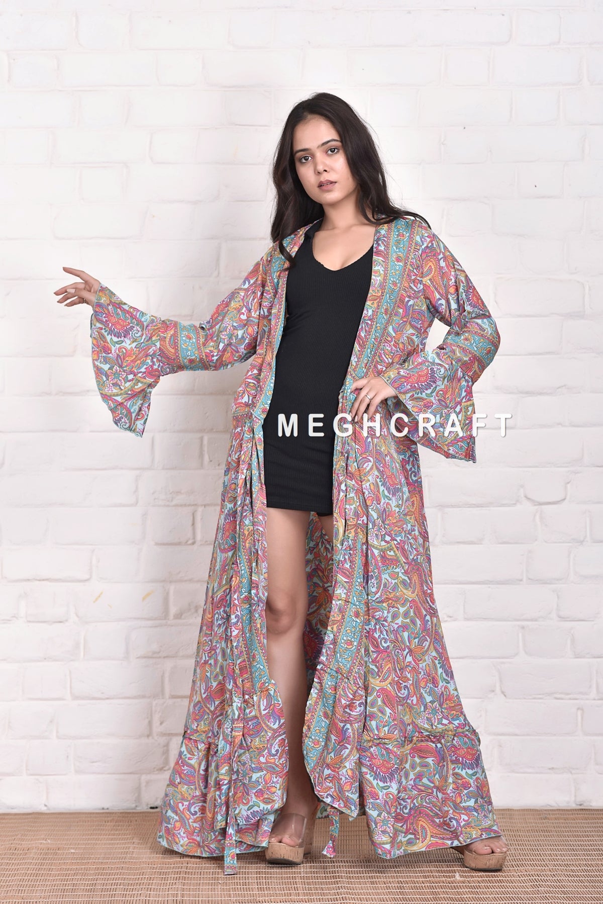 Wholesale Boho Silk Wrap Kimono Dress