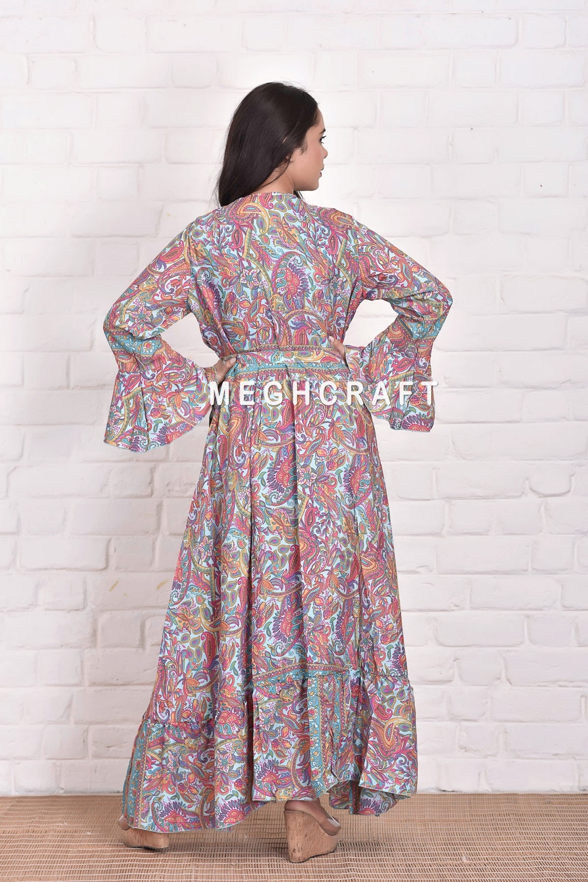 Wholesale Boho Silk Wrap Kimono Dress