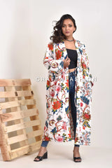 Floral White Valvet Jacket Kimono