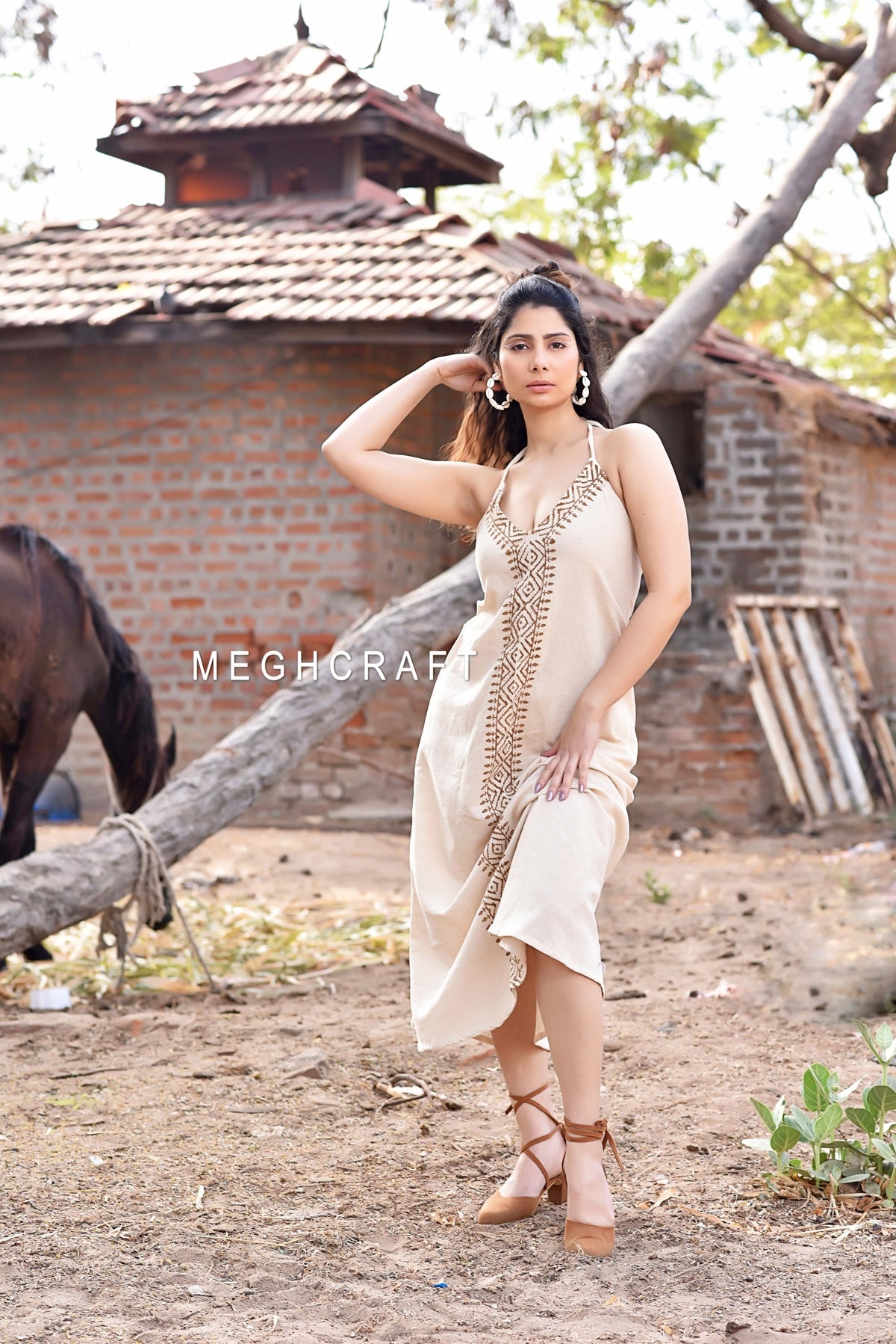 Robe longue en coton chanvre