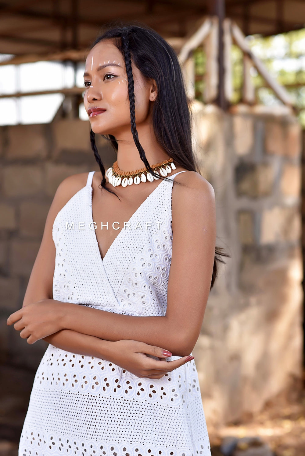 White lace Schiffli Dress Craft N Fashion White lace Schiffli Dress Craft N Fashion