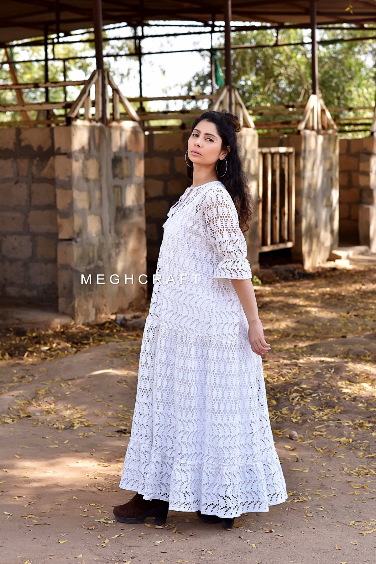 Schiffli Cotton Maxi Dress – Craft N Fashion