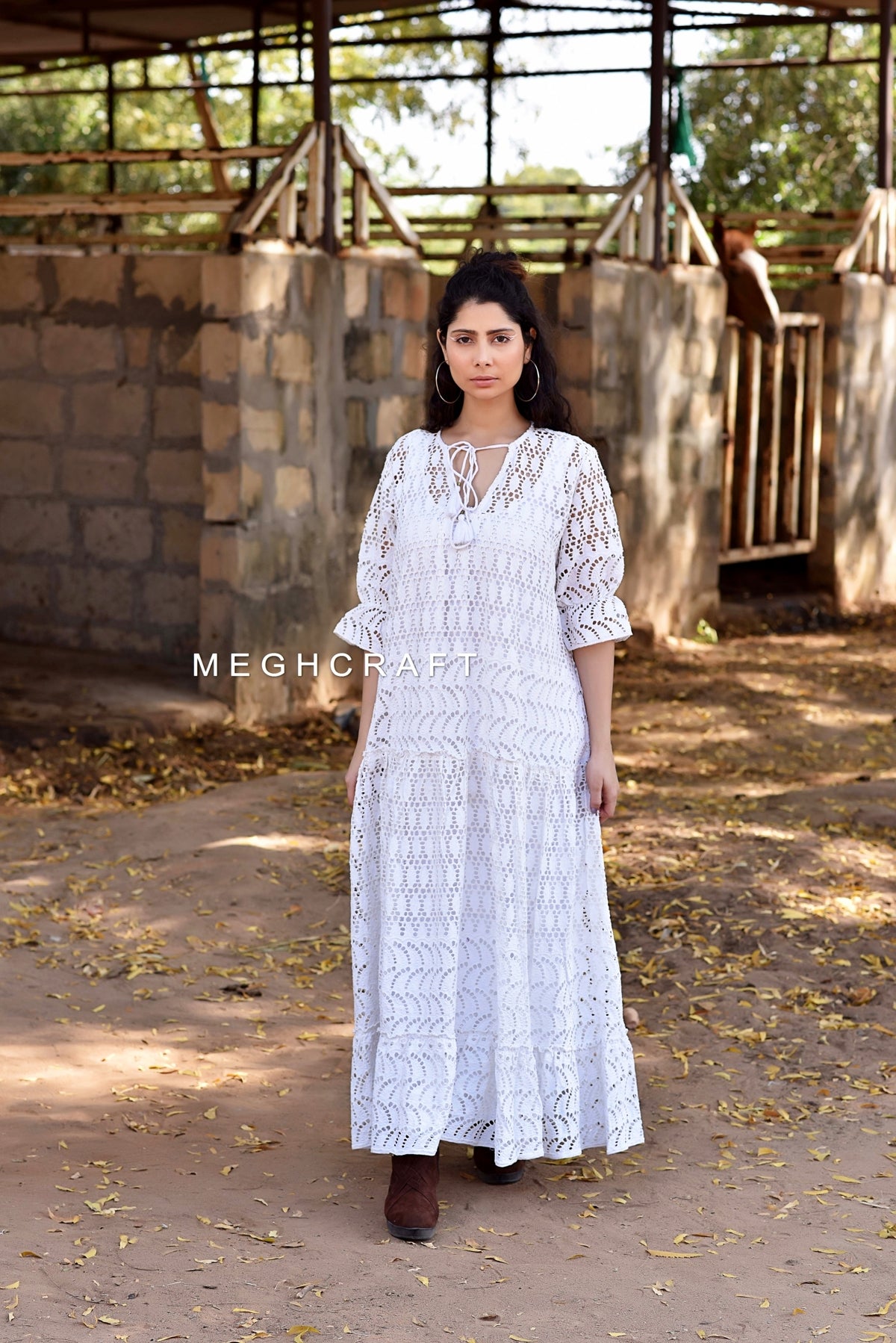 Schiffli Cotton Maxi Dress Schiffli Cotton Maxi Dress