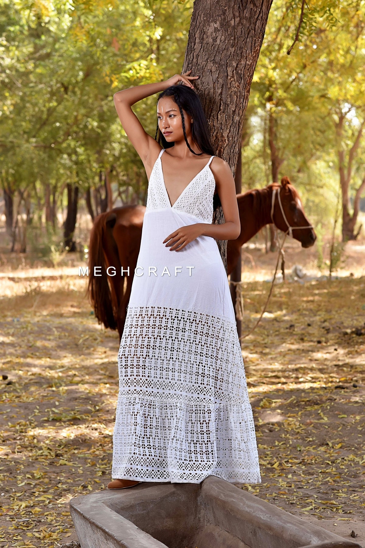 Schiffli Smocked White Maxi Dress – Craft N Fashion