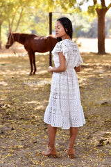 Frock Style White Schiffli  Dress