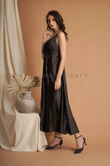 Black Silk Satin Dress