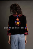 Black Floral Velvet Jacket
