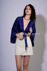 Silk Satin Bell Sleeve Tie Top