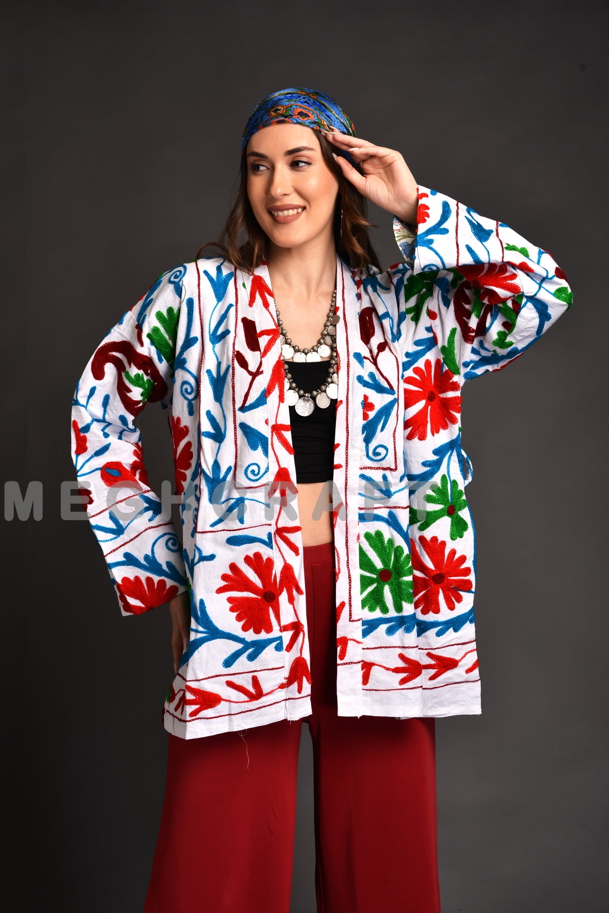 White Suzani Embroidered Jacket