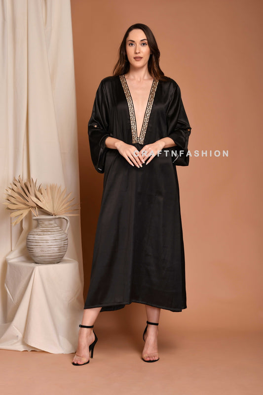 Boho Fashion Silk Kaftan Shirt Dress