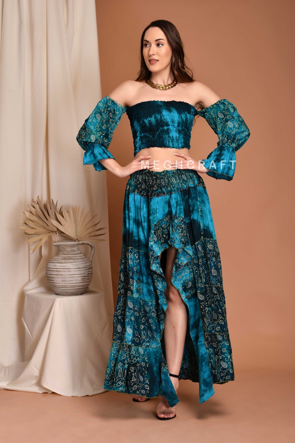 Boho Gypsy High Low Skirt Set