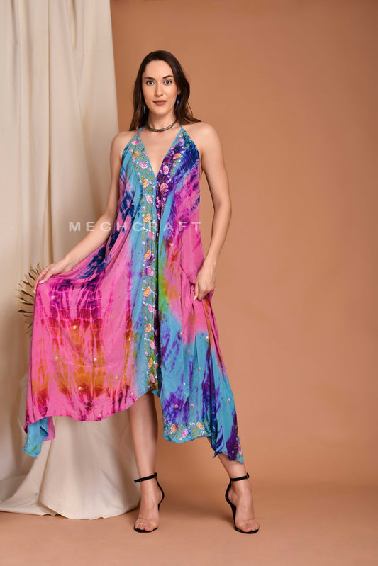 Hippie Style Beaded Maxi Dress
