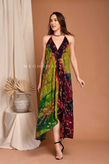 Boho Halter Neck Tie Dye Maxi Dress