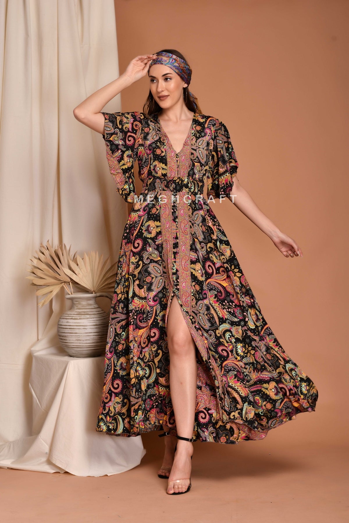 Free Size Silk V-neck Dress