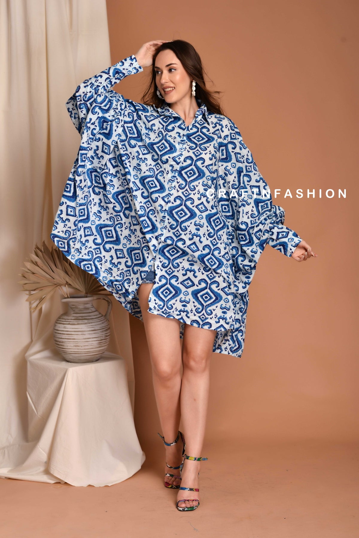 Cotton Bohemian Kaftan Shirt Top