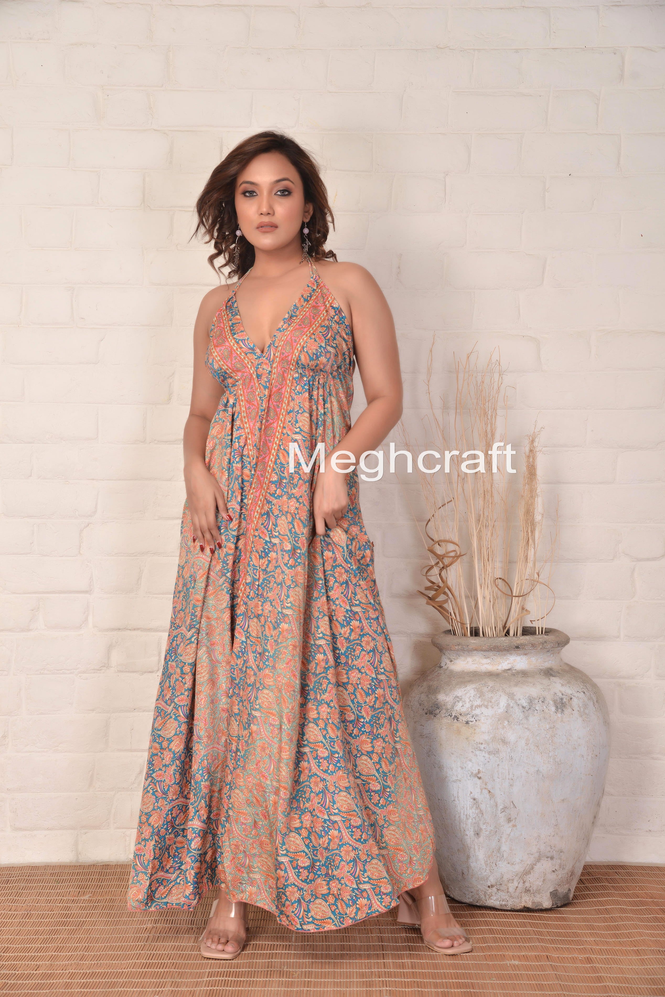 Long Flowy Halter Beach Dress