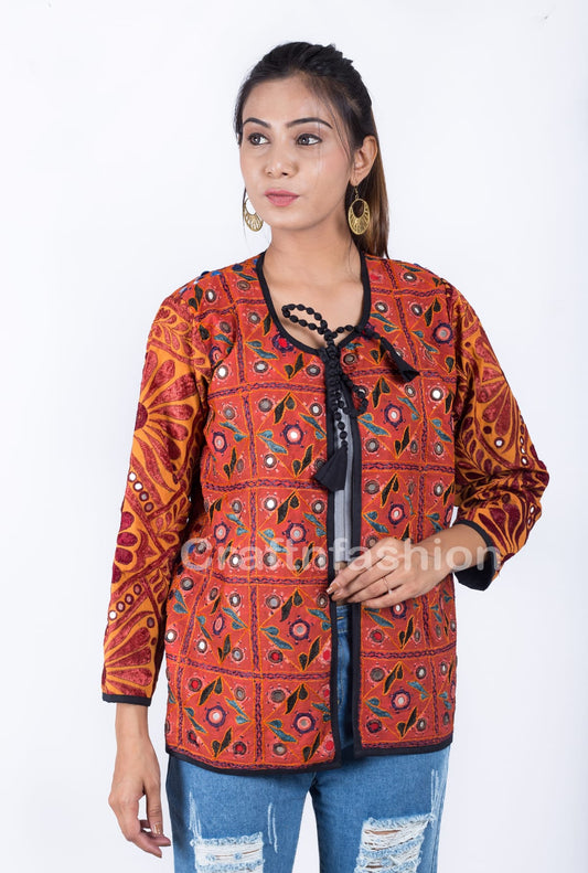 Boho Mirrorwork Embellished Coat