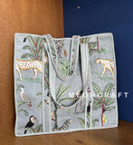 Animal Print Cotton Quilted Tote Bag
