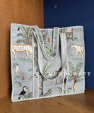 Animal Print Cotton Quilted Tote Bag