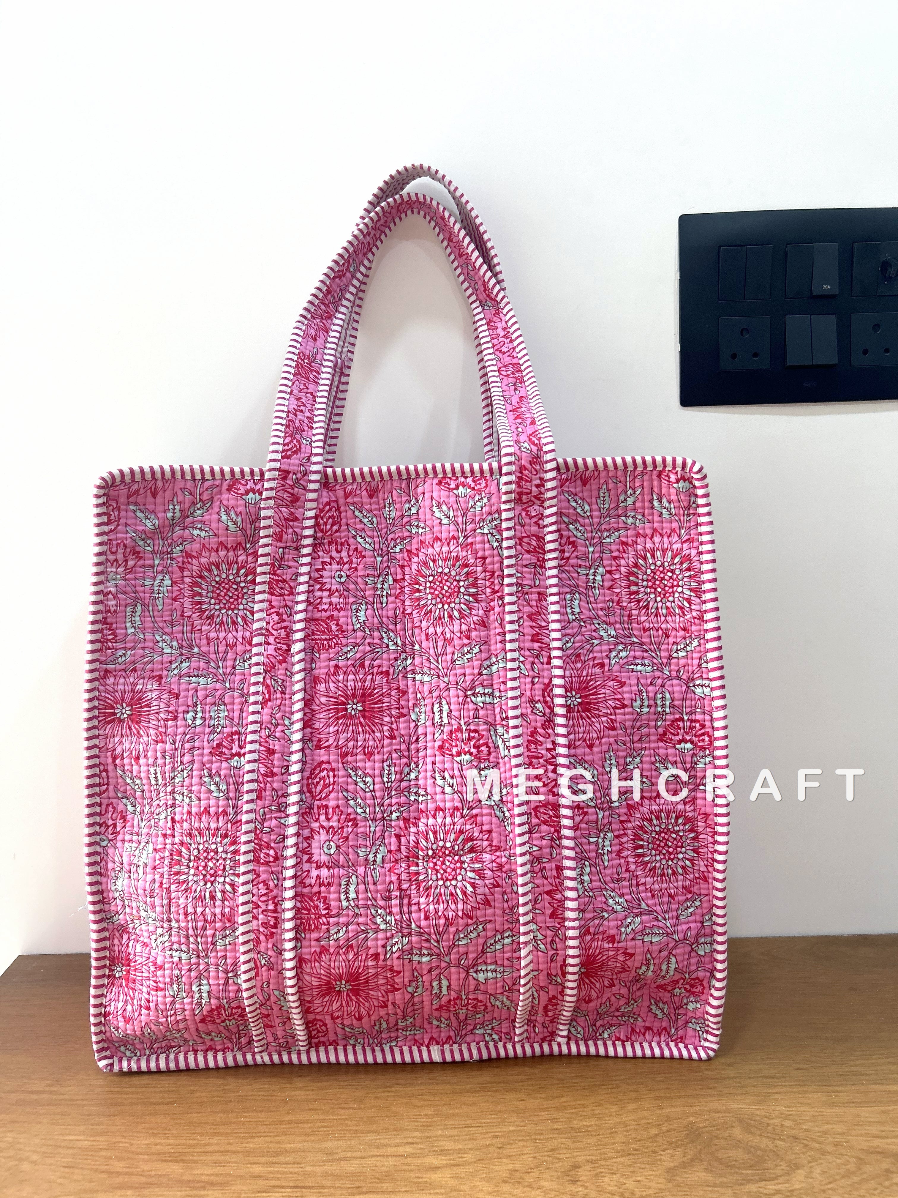 Handmade Cotton Quilted Tote Bag