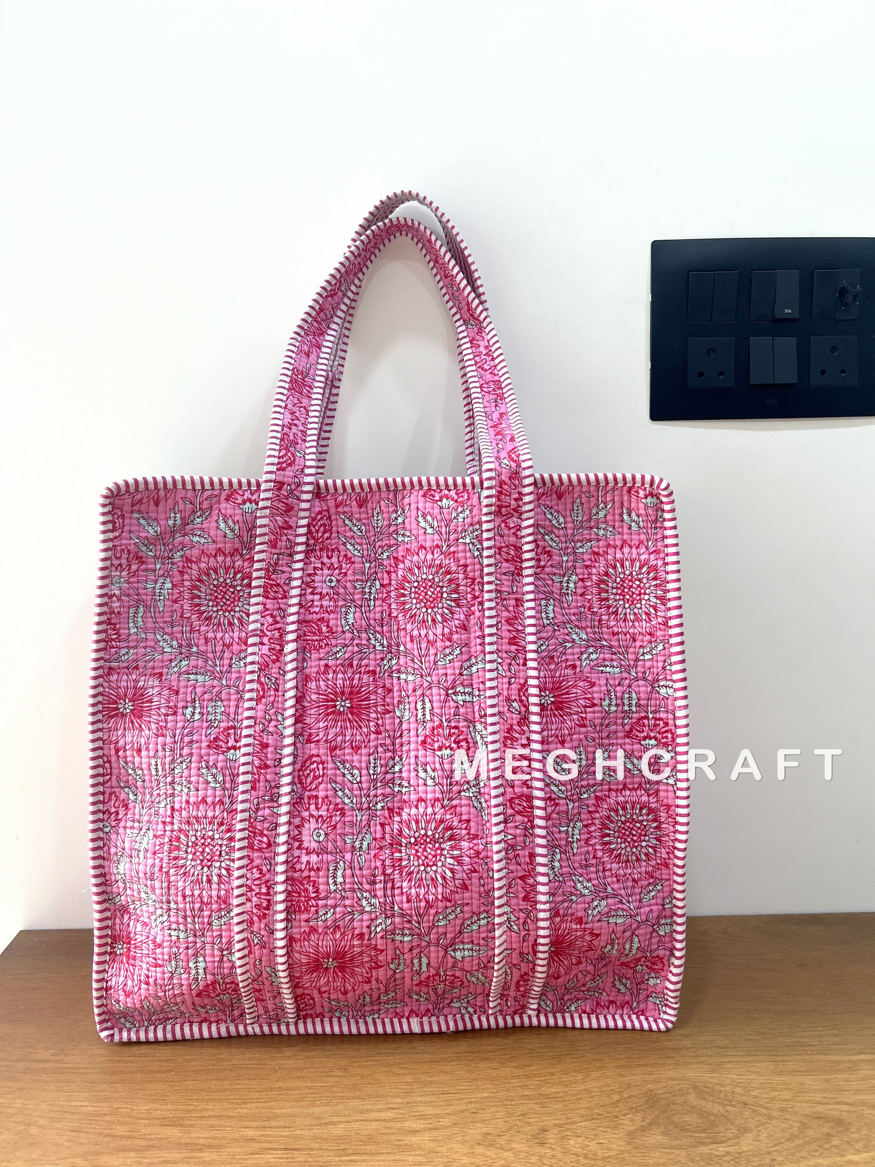 Handmade Cotton Quilted Tote Bag