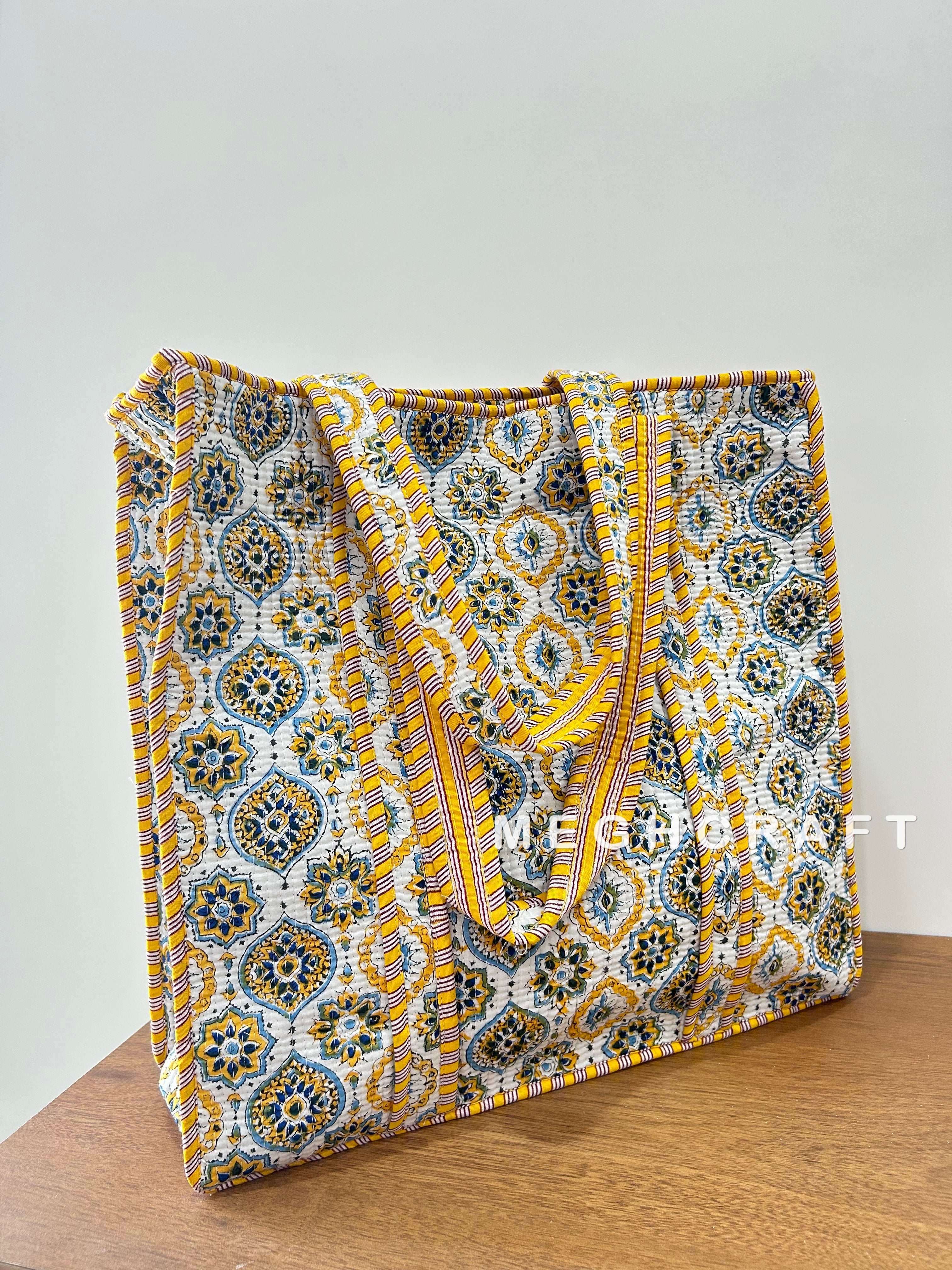 Handcrafted Cotton Quilted Tote Bag