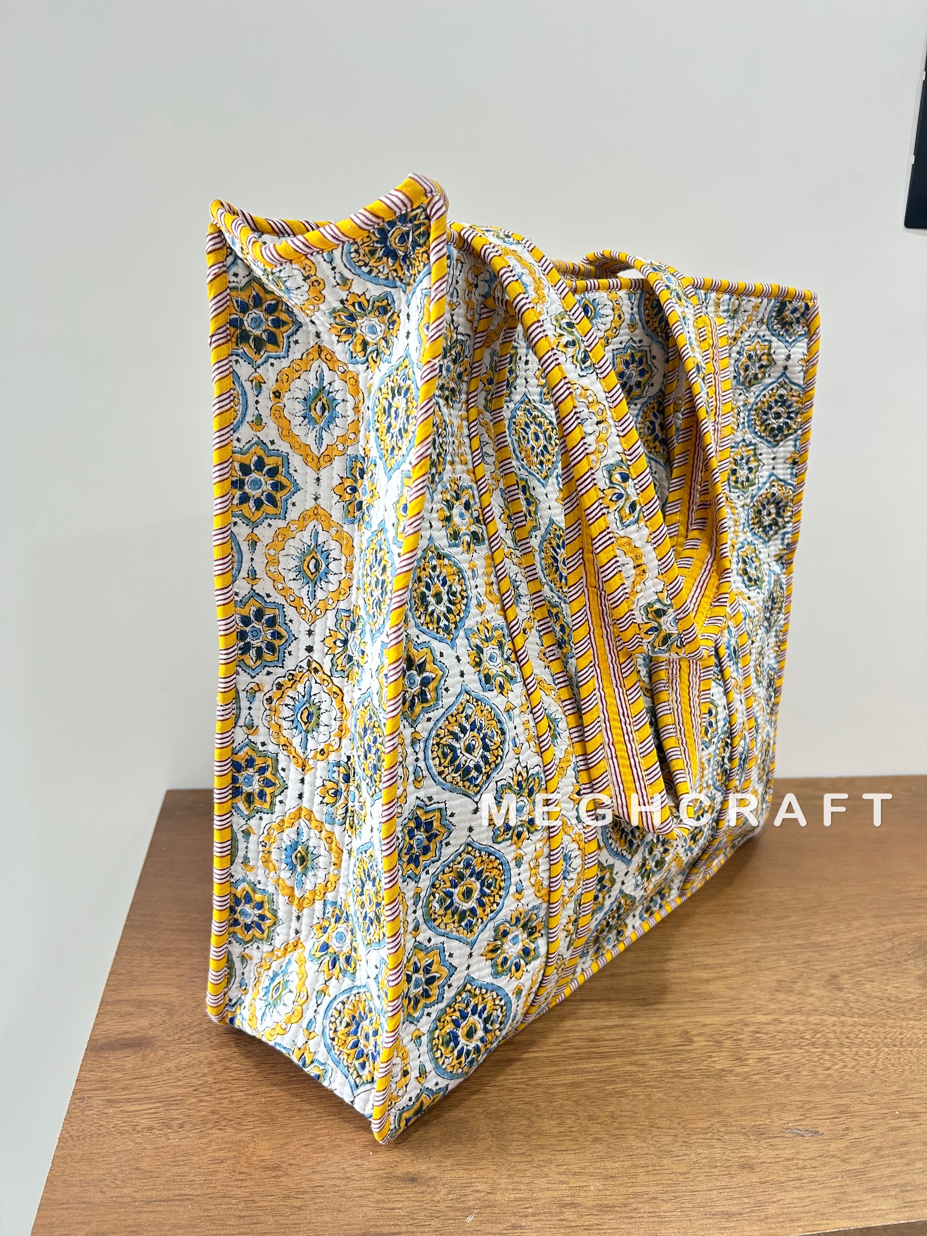 Handcrafted Cotton Quilted Tote Bag