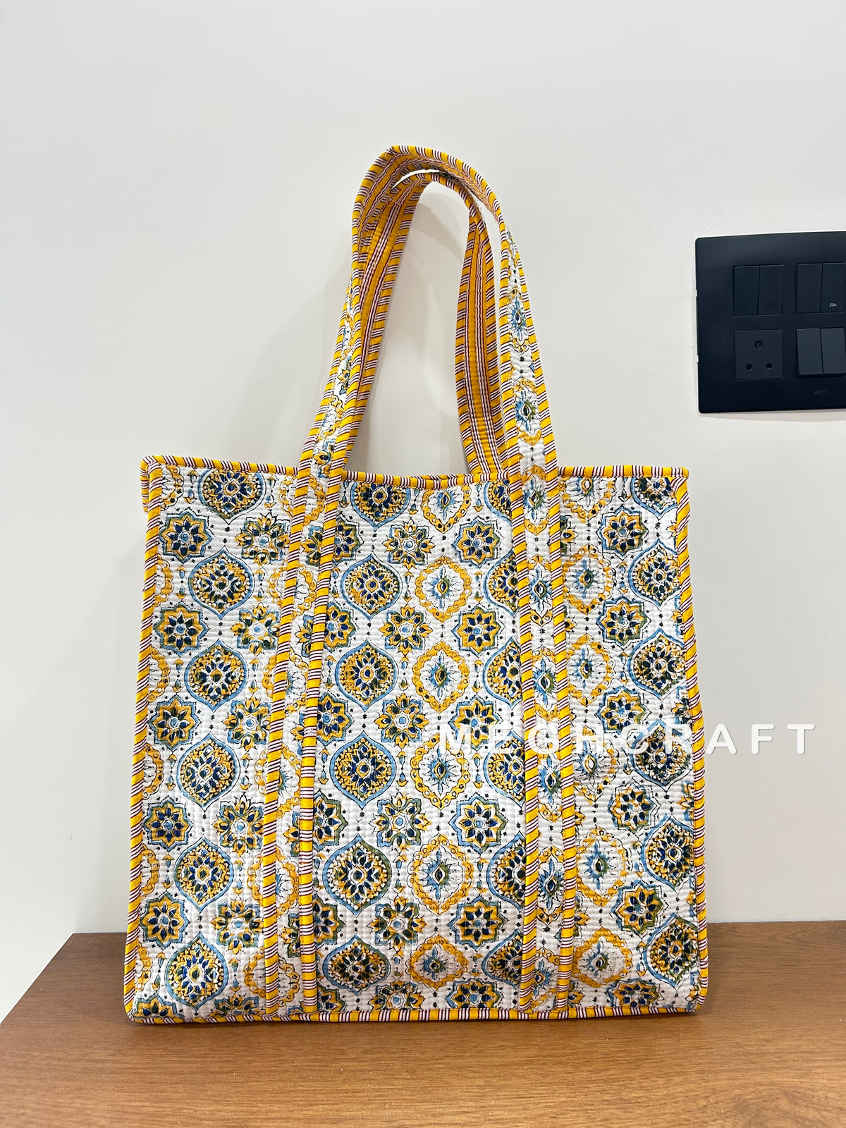 Handcrafted Cotton Quilted Tote Bag
