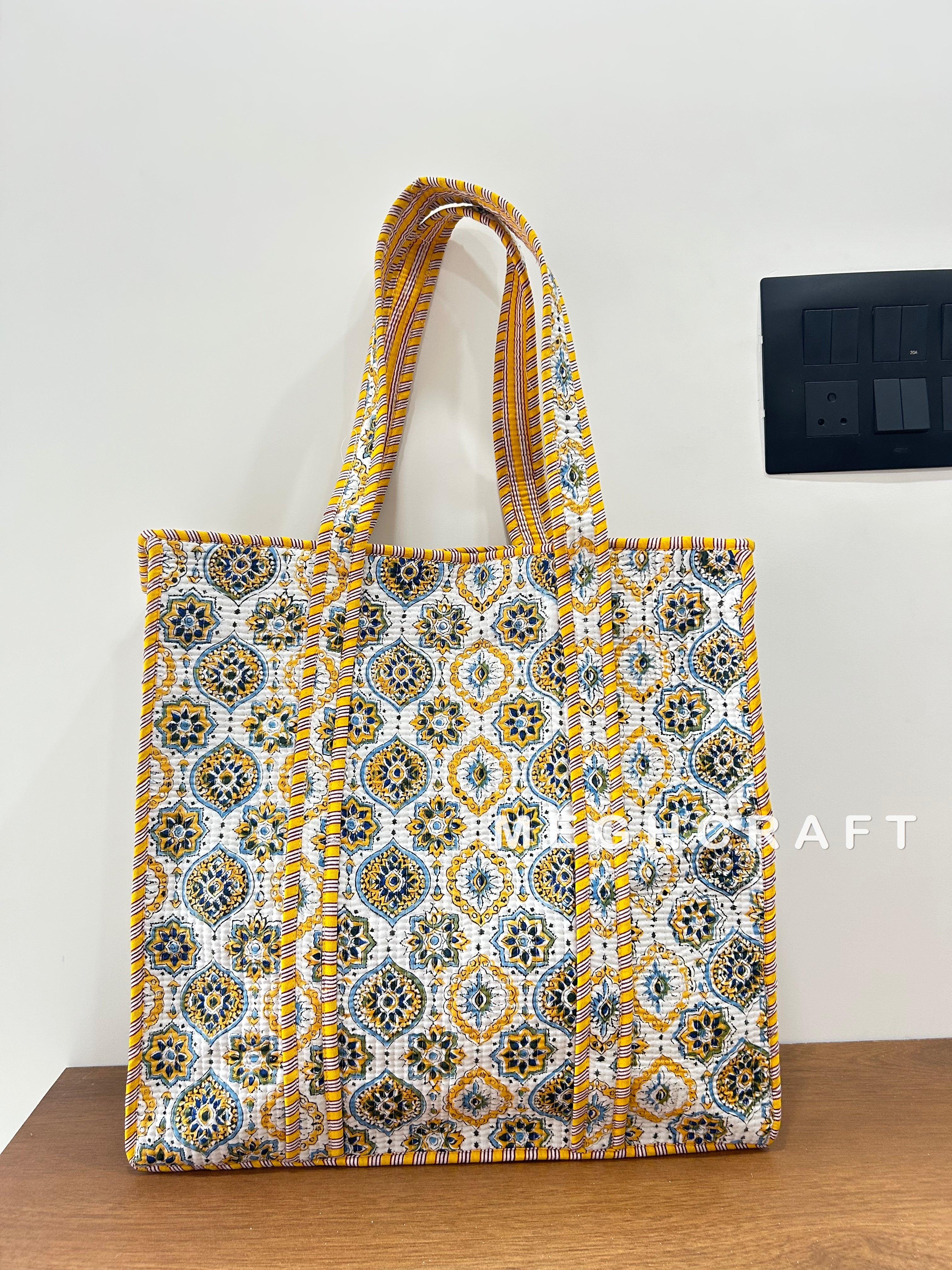Handcrafted Cotton Quilted Tote Bag