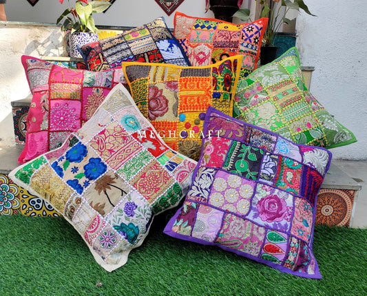 Housses de coussin patchwork de créateurs