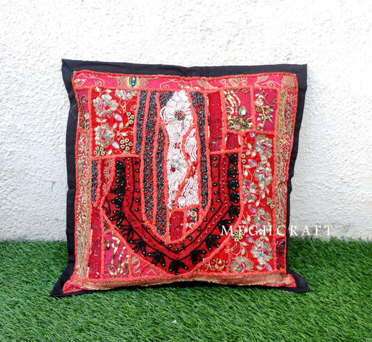 Indian Beaded Cushion Cover