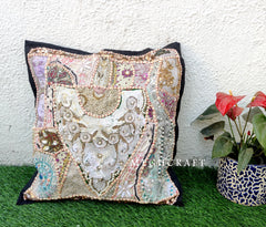 Indian Beaded Cushion Cover