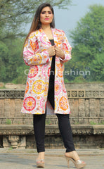 Boho Kantha Embroidered Long Jacket