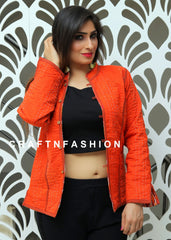Orange Reversible Kantha Jacket