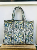 Paisley Cotton Quilted Tote Bag